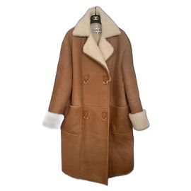 Casaco Loewe de shearling e pele de cordeiro Cognac Conhaque