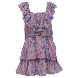 LoveShackFancy Fatima Fuffel Blumen Mini Kleid aus Rosa Baumwolle Andere