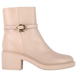 Bota ankle Gianvito Rossi Ribbon Dumont em couro de bezerro nude Marrom Carne