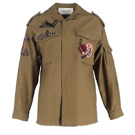 Valentino Garavani Chaqueta militar bordada Valentino en algodón verde oliva Verde Verde oliva