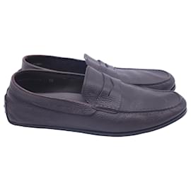 Tod's-Tod's Driving Penny Loafers in Brown Leather -Brown,Red