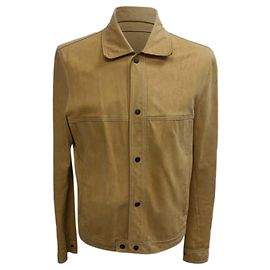 Prada Sport Buttoned Jacket in Beige Leather Brown Red