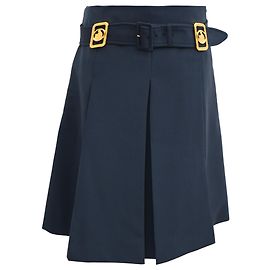 Lanvin Belted Embellished Midi Skirt in Navy Blue Wool Blue Navy blue