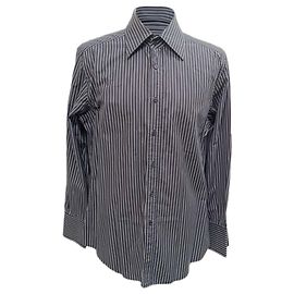 Camisa de botones a rayas Gucci en algodón gris Otro Impresión de pitón