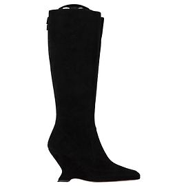 Bottes à zip en daim noir avec lacets pointus Dior Noir