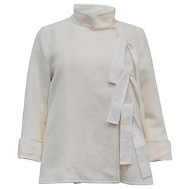 Chaqueta Wrap con Lazo Carolina Herrera en Algodón Blanco Blanco Crudo