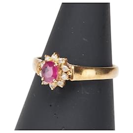 Autre Marque-Au750 Ruby Diamond Ring-Golden