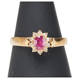 Autre Marque-Au750 Ruby Diamond Ring-Golden