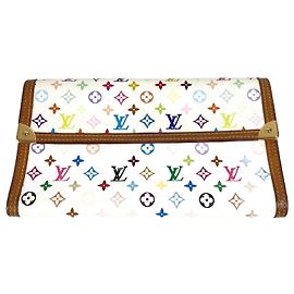 Cartera plegable Louis Vuitton Monogram Multicolore Blanco
