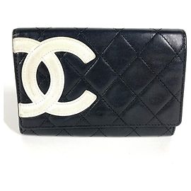 Cartera de cuero Chanel Cambon CC Negro Blanco