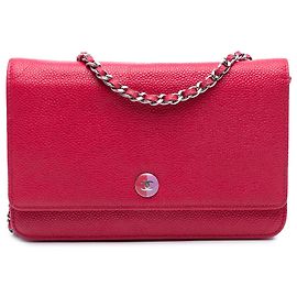 Chanel Pink Caviar Bicolor CC Geldbörse mit Kette Pink Andere