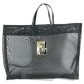Fendi FF Logo Netz-Tote-Bag Schwarz