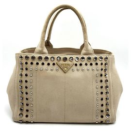 Prada Kanapa Bijou Perlen-Tote-Bag Beige Roh