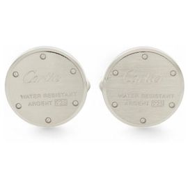 NEW CARTIER CRT1220334 WATER RESISTANT SOLID SILVER CUFFLINKS Silvery