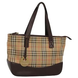 Burberry Nova Check Tote aus Canvas mit Karomuster Beige