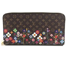 Cartera Zippy Monogram Takashi Murakami Louis Vuitton Castaño Multicolor Monograma