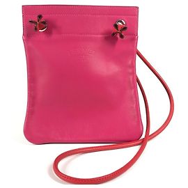 Bolsa de Ombro Mini Pochette Bicolor Aline da Hermès Rosa Vermelho