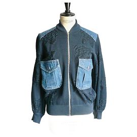 CHANEL Zip-up Camelia Teddy Jacket Navy Size 38 FR Navy blue