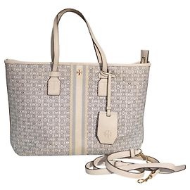Tory Burch Gemini Link Medium Tote in Elfenbein und Hellblau Schräg Schultertasche Gemini Link Weiß
