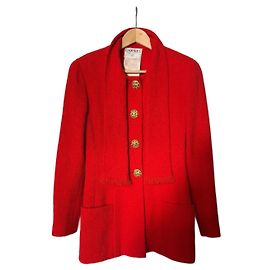 Chanel Red Tweed Jacket Red
