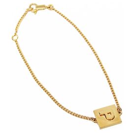 Céline Pulseira de Charms Logo Triomphe Vintage Celine em Metal com Resina e Cristais Dourado