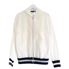 Chanel Spring 2018 CC Appliqué Windbreaker Jacket Cream