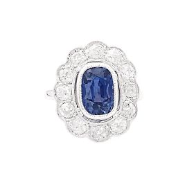 Autre Marque Platinum Pompadour Ring, Sapphire and Diamonds. Other