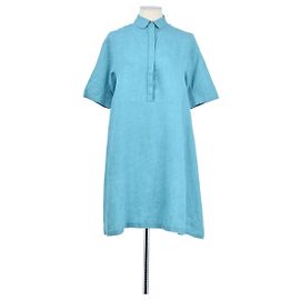 Loro Piana Robe en lin bleue Bleu