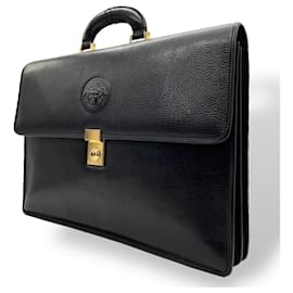 Versace-Pasta de couro preto Medusa da Versace-Preto