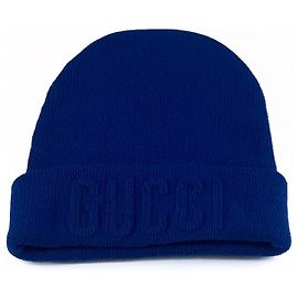 Gorro em mistura de lã com logo Gucci Azul