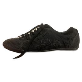 Dior Sneakers Black Cloth Embroidery Pattern 38 Black