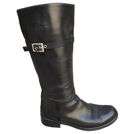 Botas Prada de cuero negro 36,5 IT Negro