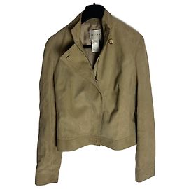 Chaqueta Biker Céline de Ante de Cordero Beige Khaki Beige Caqui