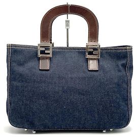 Fendi Denim Tote Bag Navy Blue Navy blue