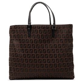 Fendi Brown Zucchino Canvas Tote Brown Dark brown
