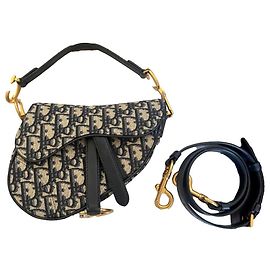 Mini borsa Saddle Dior blu in tessuto Blu