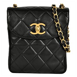 Chanel Matelasse Coco Mark Chain Shoulder Bag Black