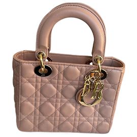 Bolsa Lady Dior Mini Dior Blush em Couro de Cordeiro Bege