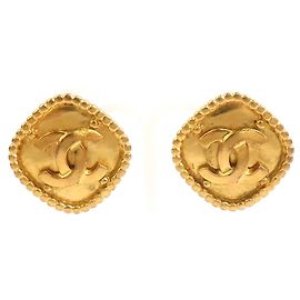 Boucles d'oreilles clips en métal doré Chanel Coco Mark Doré