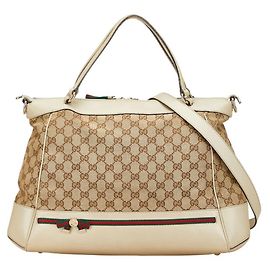 Gucci GG Canvas Sherry Line Tote/Schultertasche Beige