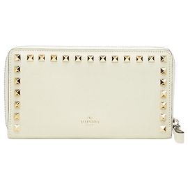 Monedero de cuero blanco Rockstud de Valentino Blanco