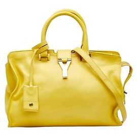 Saint Laurent Petit Cabas Y-Line Handbag in Yellow Leather