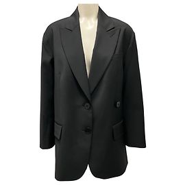 Tibi Black Tropical Wool Liam Blazer Black