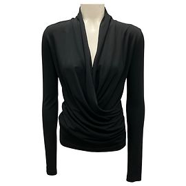 Totême Top in jersey nero in misto viscosa sovrapposto Toteme Nero