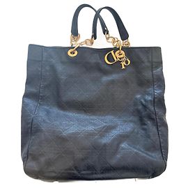 Christian Dior Cannage Lammleder Tote Bag Schwarz Schwarz