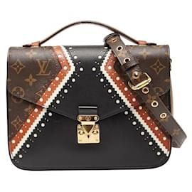 Louis Vuitton-Bolsa Pochette Metis MM Monograma Reverso Louis Vuitton-Marrom,Preto