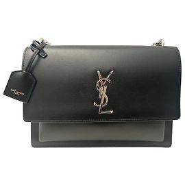 Saint Laurent Sunset Bolsa de couro preta Preto