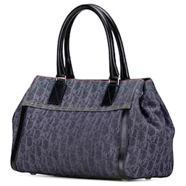 Dior-Dior Blue Diorissimo Trotter Denim Flight Handle Bag-Blue,Dark blue