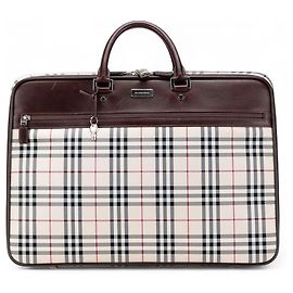 Burberry Brown House Check Canvas Travel Bag Brown Beige