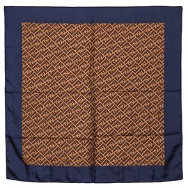 Sciarpa Fendi Zucca in marrone e blu navy Marrone Blu navy